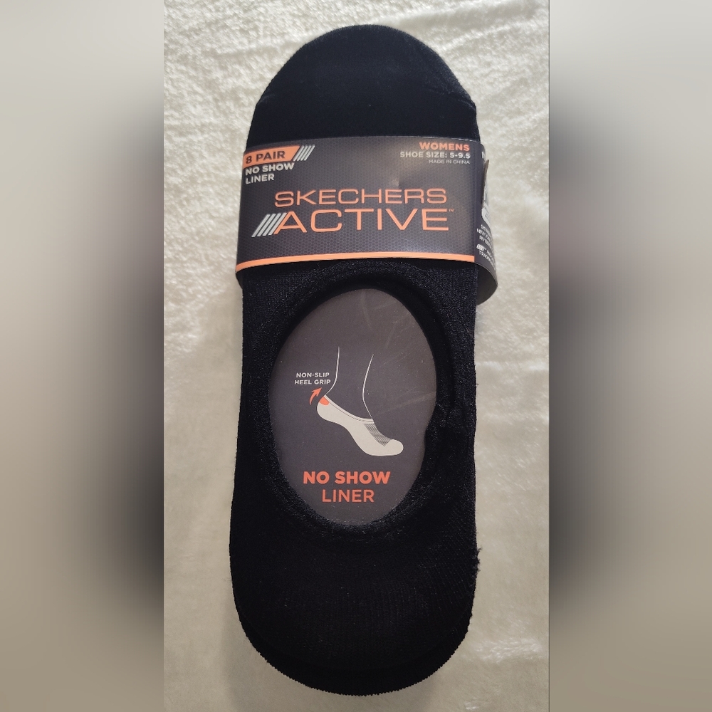Skechers Active No Show Liner Socks - Black, Grey, & White
